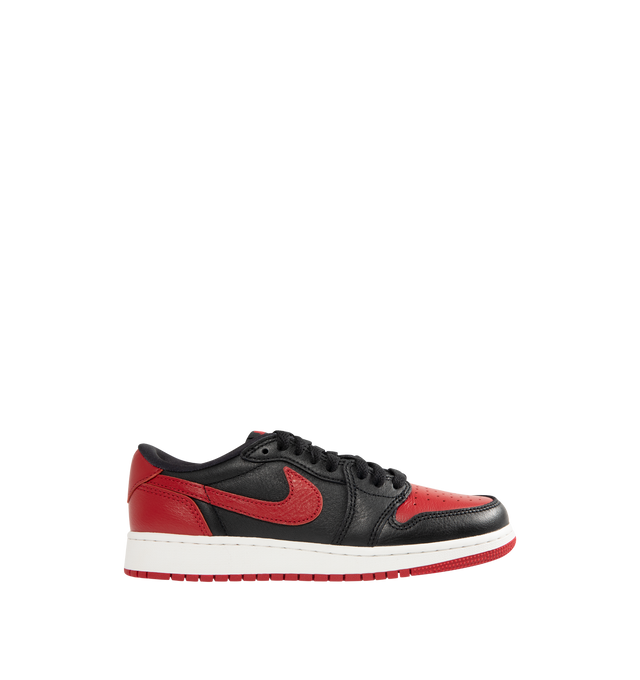 Image 1 of 5 - BLACK - JORDAN Air Jordan 1 Retro Low OG Sneaker featuring Nike Air technology, classic laces, leather upper, foam midsole and rubber outsole.