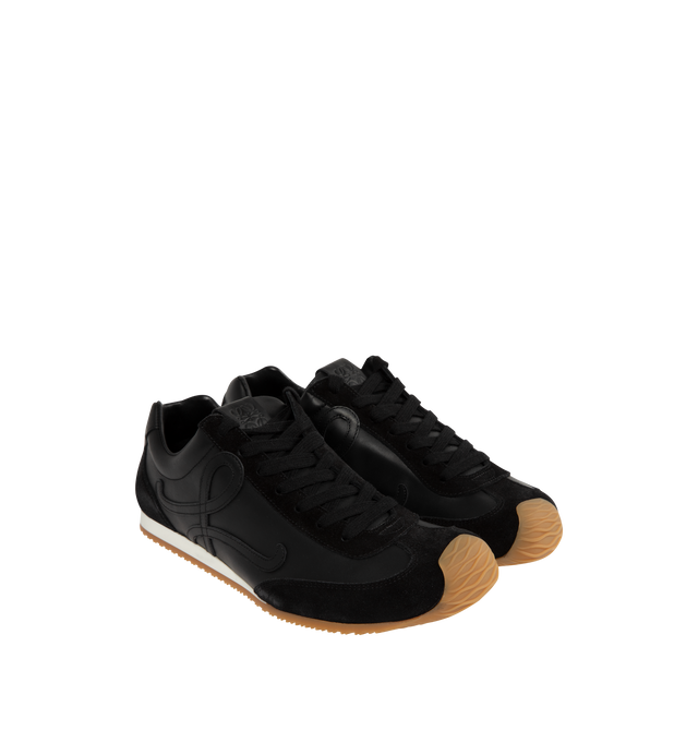 Image 2 of 5 - BLACK - LOEWE Ballet Runner 2.0 in soft calfskin featuring an asymmetrical toe shape, a sock-like internal structure, a lightweight rubber outsole that extends to the toecap, L monogram at the side, embossed Anagram on the tongue and injected rubber LOEWE on the heel tab. Soft Calf. Made in Italy.