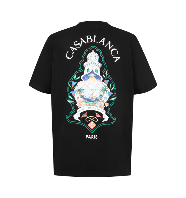 Image 2 of 2 - BLACK - CASABLANCA Classic T-shirt featuring crewneck, short sleeves, pulls over, logo on front and back. 100% cotton.