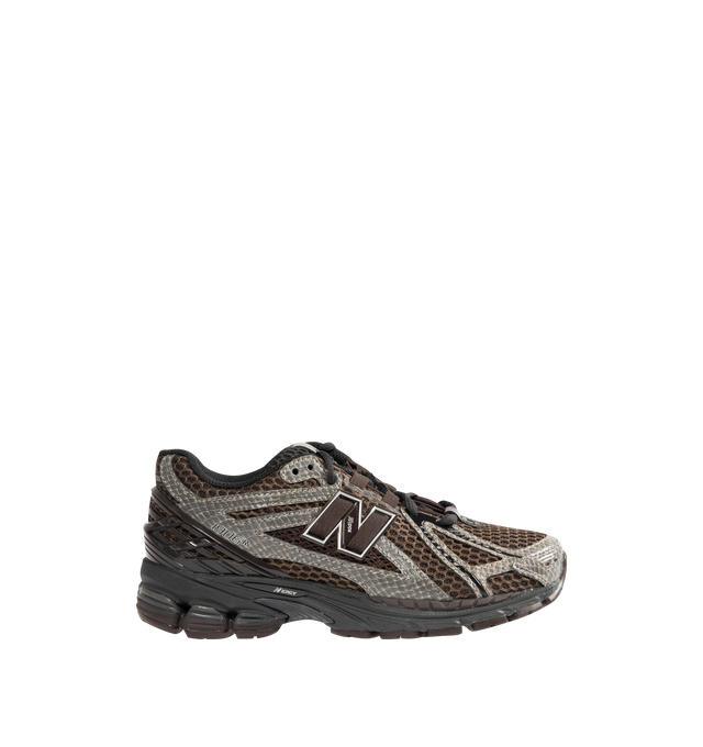 Image 1 of 5 - BROWN - NEW BALANCE 1906R Sneaker featuring mesh upper, snakeskin print overlays, N-ergy technology, ABZORB cushioned midsole and rubber outsole.