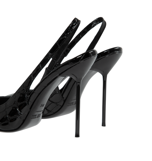 Image 3 of 4 - BLACK - PARIS TEXAS Lidia Slingback Pumps featuring croc embossed, slip on, pointed toe and slingback style. 105MM. Leather. Made in Italy.  