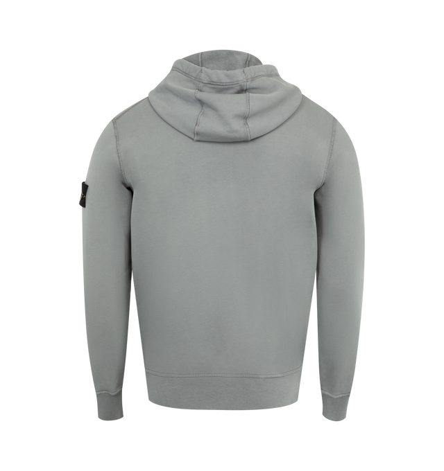 Image 2 of 2 - GREY - STONE ISLAND Hoodie Sweater featuring drawstring hood, overlock seams, pouch pocket with slanted entrances, Stone Island badge on left sleeve, lunette under back neckline with inner lining, elasticated ribbed cuffs and bottom band and regular fit. 100% cotton.