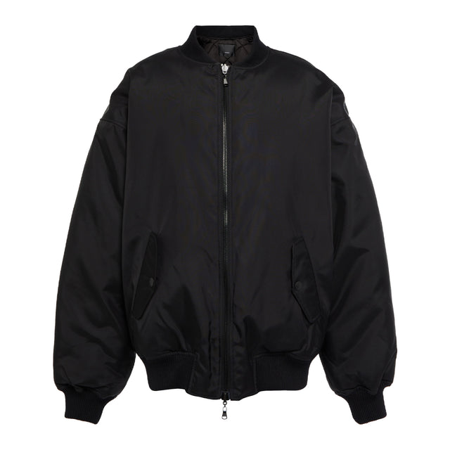 Image 1 of 2 - BLACK - WARDROBE.NYC Reversible Bomber Jacket has a stand collar, front zip closure, side snap pockets, and ribbed trims.  