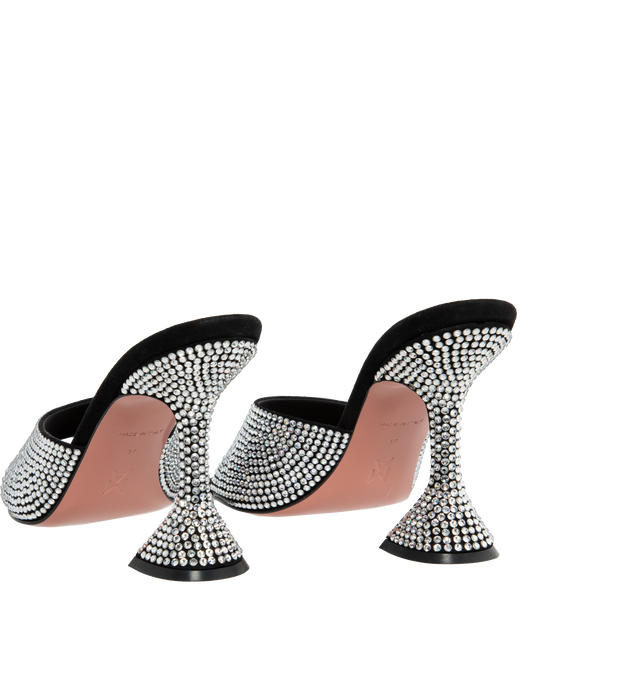 Image 3 of 3 - BLACK - AMINA MUADDI Lupita crystal suede mules featuring the iconic sculpted heel. 95mm heel. 100% leather. Made in Italy.  