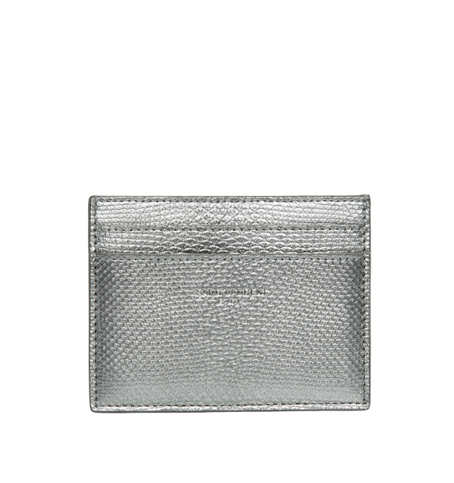 Image 1 of 2 - SILVER - SAINT LAURENT Credit card holder in metallic featuring embossed Saint Laurent signature. Made in Italy. 