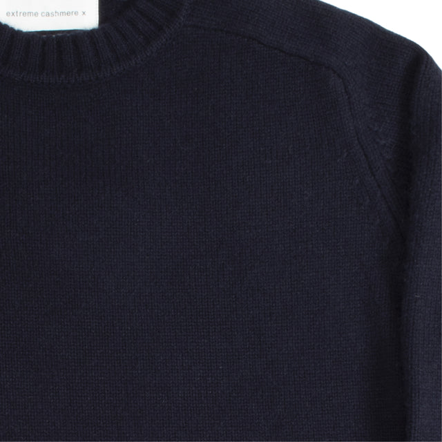 Image 2 of 2 - BLUE - EXTREME CASHMERE crewneck sweater featuring ribbed neck and hem detailing. 100% Cashmere.