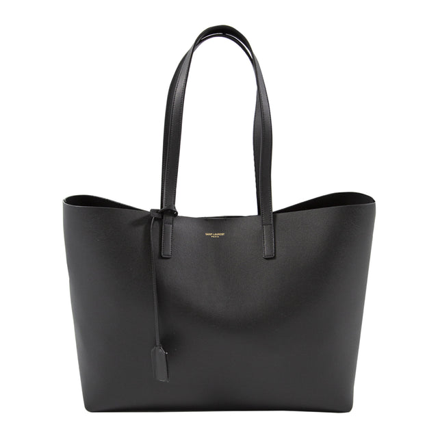 Image 1 of 1 - BLACK - SAINT LAURENT East West Shopper Tote Bag featuring magnetic snap tab, detachable zipped purse and leather lining. 14.5 X 11 X 5.1 inches. 96% calfskin leather, 4% polyurethane. Made in Italy.