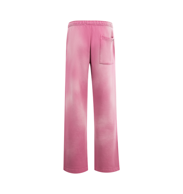 Image 2 of 3 -  PINK - NAHMIAS State Wide Sweatpants featuring elastic waist with drawstring, natural faded vintage appearance, side pockets, back patch pocket, logo on leg, loose fit and bungee cord at hem. 100% cotton.  