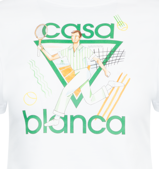 WHITE - CASABLANCA Le Jeu Printed Baby Tee featuring crew neckline, Casablanca Le Jeu print on front and cropped length. 100% cotton. 