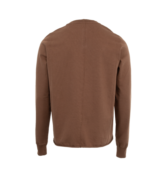 Image 2 of 3 - BROWN - Dark Shadow Porterville Sweatshirt has a crew neck, ribbed cuffs, a raw edge hem, and a center-back seam. 100% cotton.   