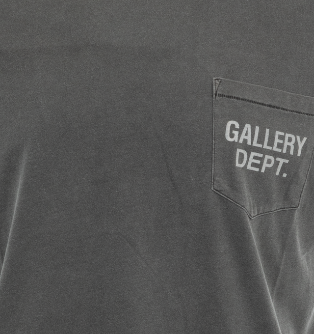 Image 2 of 2 - BLACK - Gallery Dept. Men's Vintage black sleeveless tee with  a subtle white GALLERY DEPT. logo on the right chest pocket. Made in Los Angeles, CA. Material: 50% Poly / 50% Cotton. 