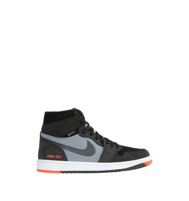 GREY - AIR JORDAN 1 ELEMENT GORE-TEX features inner bootie to help you stay dry, nubuck leather overlays provide structure and support, rubber cupsole provides traction on a variety of surfaces, rubber traction, reflective Swoosh design, wings logo on collar, perforated toe and foam midsole.