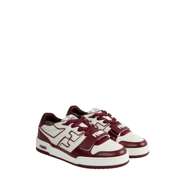 Image 2 of 5 - RED - FENDI Match Sneaker featuring low-top, lace-up and strap with Fendi lettering. Rubber sole with Fendi lettering on the side. Made in Italy. 