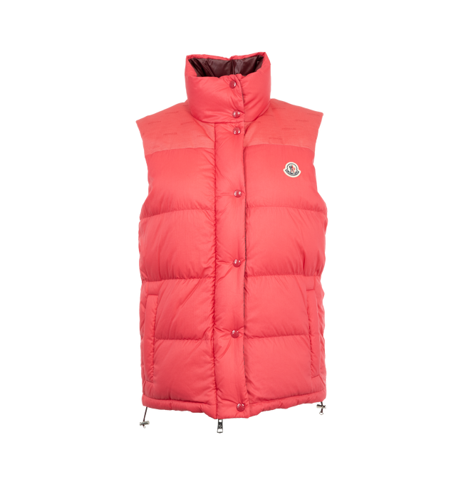 Image 5 of 6 - PINK - MONCLER GRENOBLE Verone Convertible Puffer Jacket featuring down-insulated puffer jacket that converts to a vest with convenient zip-off sleeves, front snap closure, stand collar, long zip-off sleeves with elastic cuffs, front welt pockets and drawcord-toggle hem. 100% nylon. Padding: 90% down, 10% feather. 