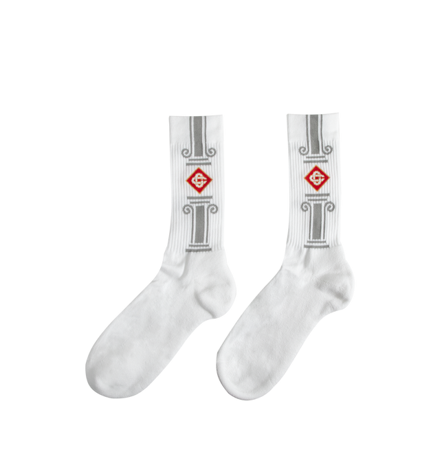 Image 2 of 2 - GREY - Casablanca Gray La Colomne Socks have a column pattern on the cuffs and rib legs. 80% cotton, 17% polyamide, 3% spandex. Made in Italy.  