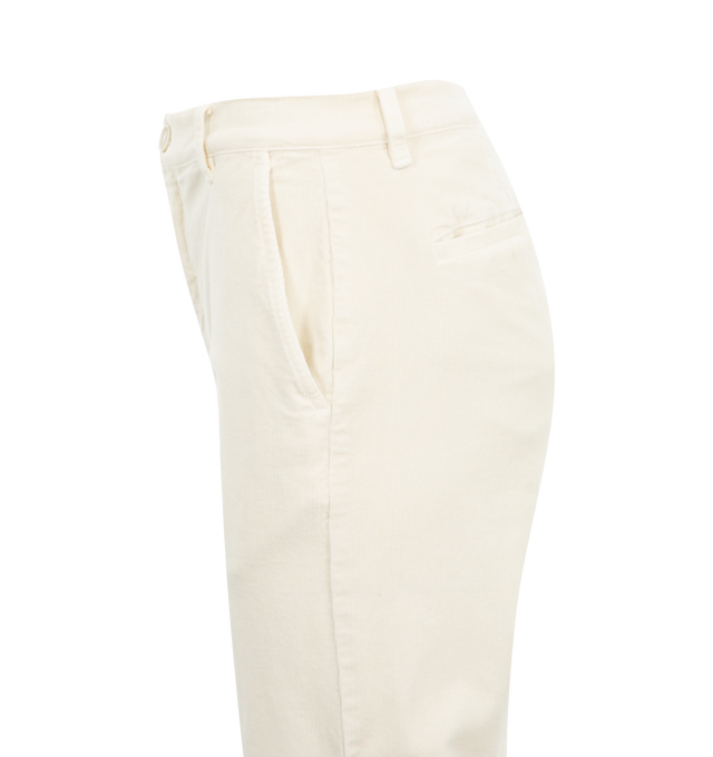 Image 3 of 3 - WHITE - NILI LOTAN Anna Pant featuring high-rise wide leg pant in Italian brushed stretch twill cotton, side slant pockets, back welt pockets, back darts, zip fly, button closure and belt loops. 98% cotton, 2% elastane. Made in USA. 