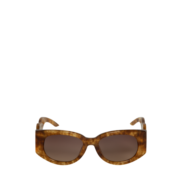 Image 1 of 3 - BROWN - CASABLANCA Wave Sunglasses featuring oval semi-transparent tortoiseshell acetate-frame, gradient brown lenses, 100% UVA/UVB protection, integrated nose pads, enameled logo hardware at temples and exposed core wires. Acetate. Made in Japan. 