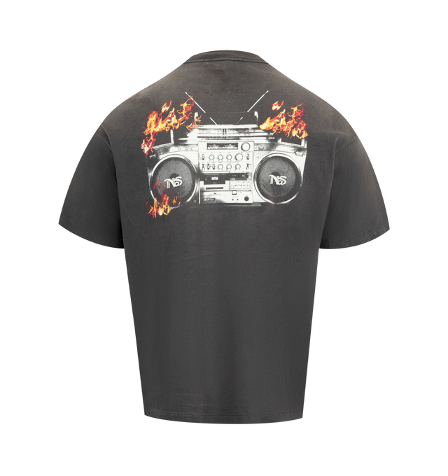 Image 2 of 2 - BLACK - SAINT MICHAEL Nas Tee featuring regular fit, crewneck, dropped shoulders, short sleeves, straight hem and graphic print. 100% cotton. 