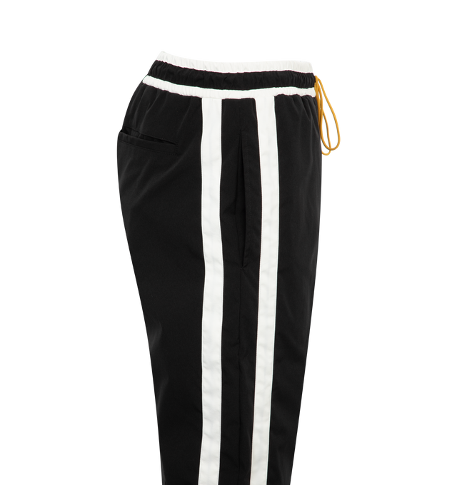 Image 3 of 3 - BLACK - RHUDE Ski-Track Pants featuring rib-knit drawstring waistband, side-seam pockets and pulls on. 