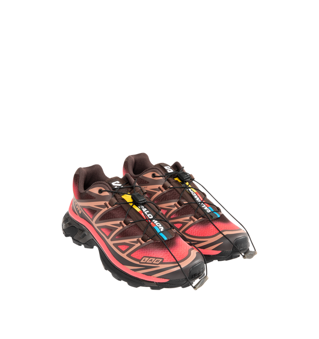 Image 2 of 5 - RED - SALOMON XT-6 Skyline Sneaker featuring mesh and textile upper with rubber sole, quickLACE  front, Mud Contagrip, Agile Chassis System, SensiFit  cradles the foot from the midsole to the lacing system. 