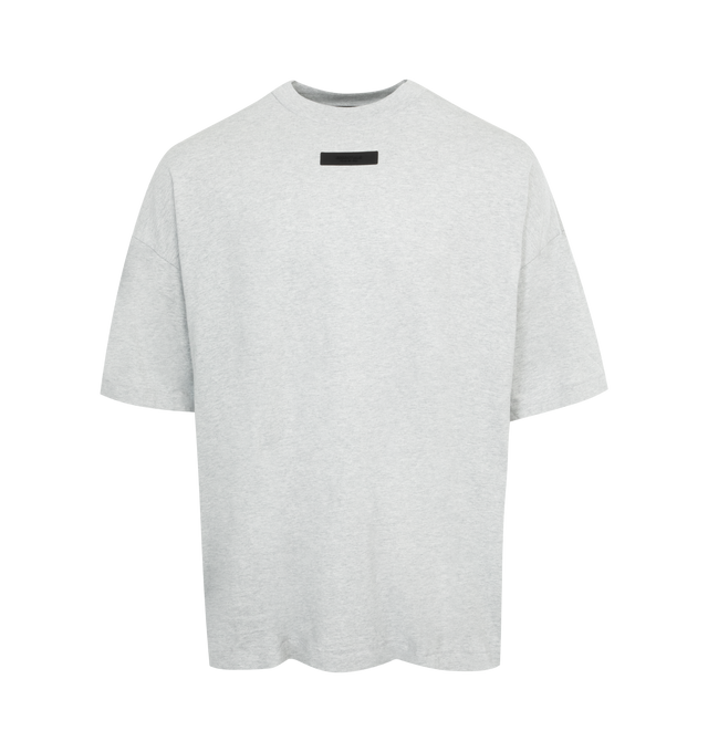 GREY - FEAR OF GOD ESSENTIALS Crewneck T-Shirt featuring rib knit crewneck, rubberized logo patch at chest and back, dropped shoulders and dolman sleeves. 100% cotton. Made in Viet Nam.