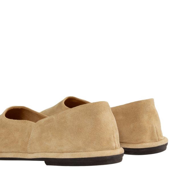 Image 3 of 4 - NEUTRAL - The Row deconstructed loafer in soft suede leather with round toe, raised stitching detail and rubber sole. 100% Suede Leather. Made in Italy. 