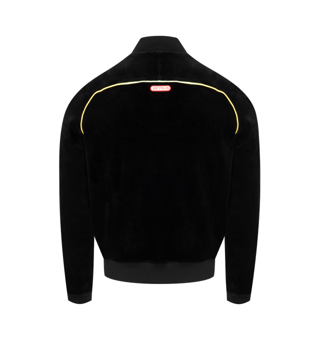 Image 2 of 3 - BLACK - CASABLANCA Velour Track Jacket featuring piping throughout, baseball collar, zip closure, embroidered logo patch at chest, side pockets and ribbed cuffs, collar and hem. 89% cotton, 11% polyamide. Made in Portugal. 