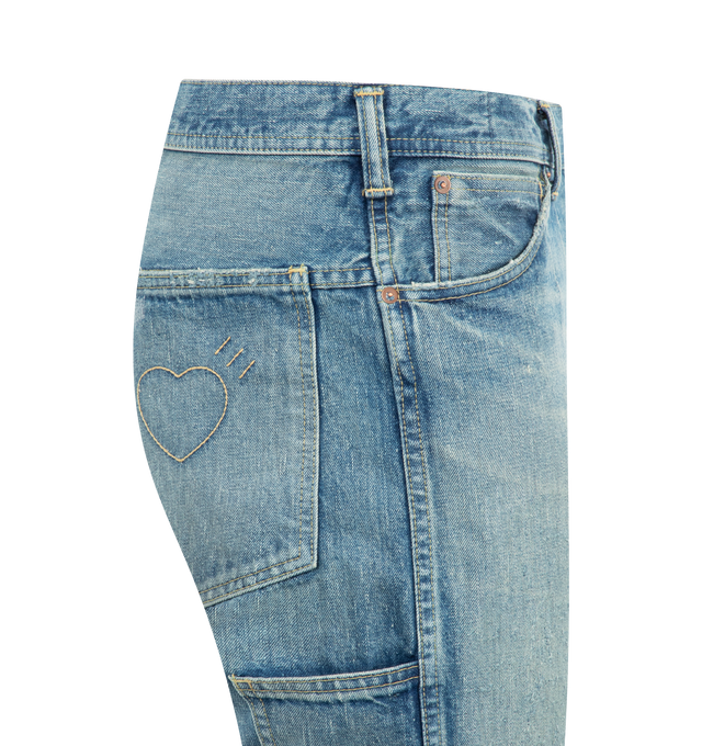 Image 3 of 3 - BLUE - HUMAN MADE Slim Denim Pant featuring zip fly, 5 pocket style and slim fit. 100% cotton. 