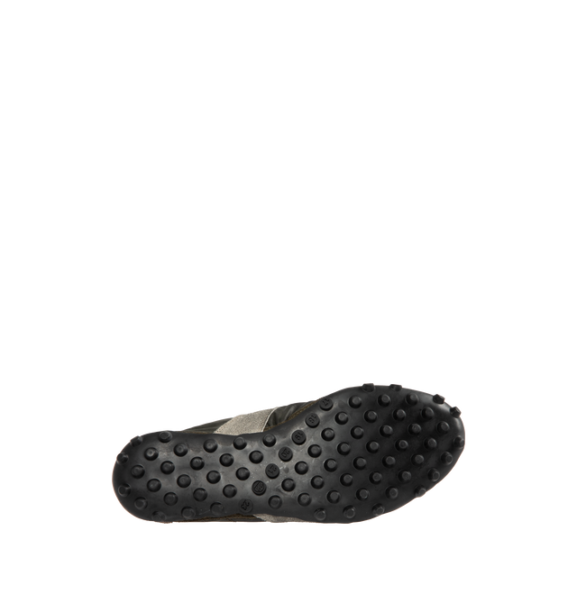 Image 4 of 5 - GREY - MAISON MARGIELA Sprinters Sneakers featuring low-top sneakers in drill cotton with vintage treatment, stripe down the center of the toe area, cleated rubber sole with numerical logo details, logo label on the tab and white stitching at the back. 54% polyester, 46% cotton. 100% calf leather. Made in Italy. 