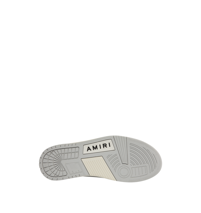 Image 4 of 5 - GREY - AMIRI Skel Top Low Sneakers featuring flat heel, round toe, lace-up vamp, logo on the tongue and heel, padded collar, skeleton motif on the side and rubber outsole. 