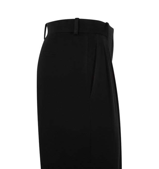 Image 3 of 3 - BLACK - The Row Richelle Pants are a mid-rise style with tapered legs, pressed front and back creases, and side seam pockets. 100% cashmere. Made in Italy.  