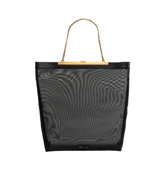 BLACK - KHAITE Augusta Chain Tote featuring mesh topped by a snake chain, engraved clasp closure, and lambskin trim. Signature patch at base. 13.78 in x 3.94 in x 15.75 in. 70% polyamide, 30% lambskin.