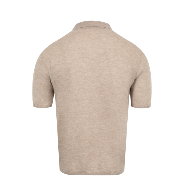 Image 2 of 2 - BROWN - THE ROW Isao Top featuring short-sleeved polo top in fine lightweight cashmere with slim fit, open placket, and ribbed cuffs and hem. 100% cashmere. Made in Italy. 