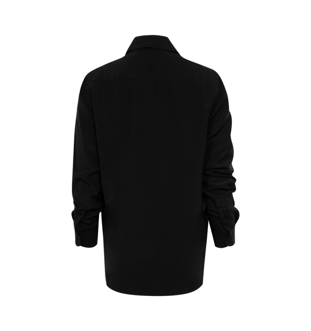 Image 2 of 2 - BLACK - NILI LOTAN Gaia Slim Fit Shirt featuring long-sleeves, button-front, sheer, spread collar, straight front hem, shaped back shirttail hem, tonal buttons at placket and cuffs. 100% silk. Made in USA. 