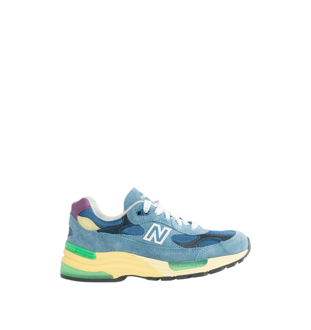 Image 1 of 5 - BLUE - NEW BALANCE Made in USA 992 Sneaker featuring ABZORB cushioning at heel and forefoot, combination ENCAP and C-CAP midsole, reflective accents, mesh upper, suede and synthetic overlays and NDurance rubber outsole. 