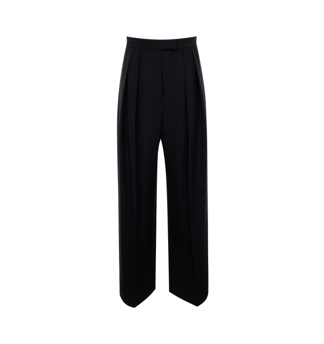 BLACK - THE ROW CRISSI PANT featuring wide leg, pressed front crease, side seam pockets and back besom pockets. 60% viscose, 40% virgin wool. Made in Italy.