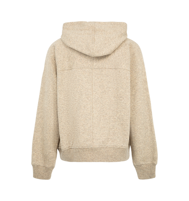 Image 2 of 3 - NEUTRAL - Rick Owens Men's Windbreaker Hoodie featuring heavyweight cotton jersey hoodie, drawstring at hood, press-stud at zip closure, seam pockets at front, rib-knit hem and cuffs, yoke sleeves, central seam at back and logo-engraved silver-tone hardware. 100% cotton. Made in Italy. 
