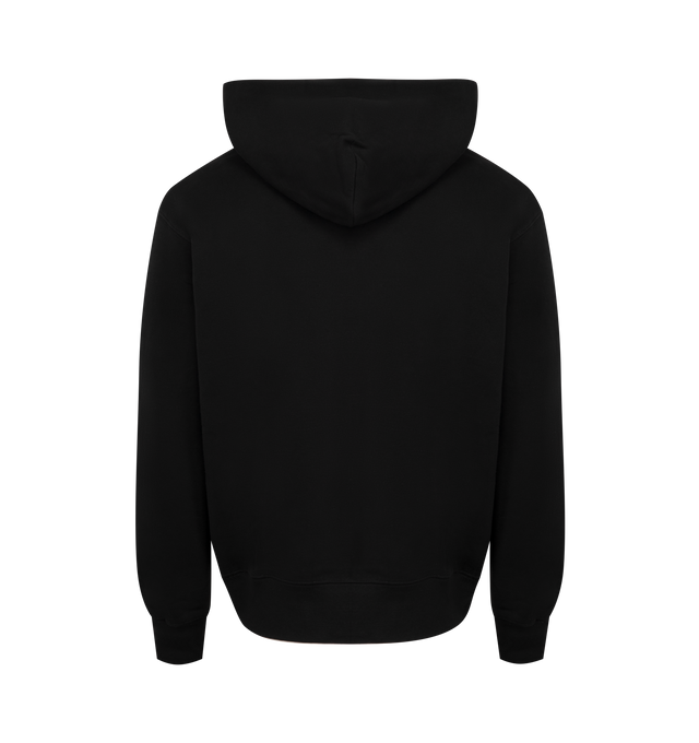 Image 2 of 2 - BLACK - PLEASURES Twitch Zip Hoodie featuring poncho hoodie, embroidered logos on front and back, zip closure, front pockets and ribbed cuffs and hem. 100% wool flannel. 