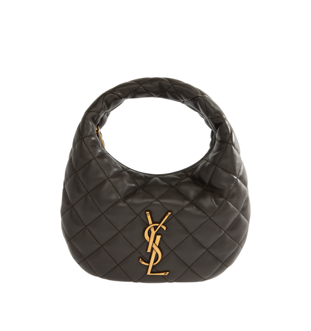 Image 1 of 3 - BROWN - SAINT LAURENT Icarino Bag in quilted nappa featuring baby version of the iconic Icar, with diamond-quilted topstitching, leather lining, bronze-tone hardware and zip closure. 6.7-10.2" x 5.1" x 1.2". Lambskin. Made in Italy. 