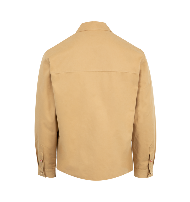 Image 2 of 3 - BROWN - Casablanca Chicano Utility Jacket has a point collar, a zip front closure, 2 zip chest pockets, and button cuffs.  