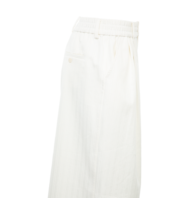 Image 3 of 4 - WHITE - CHRISTOPHER JOHN ROGERS Petunia Elastic Waist Wide-Leg Trousers featuring elastic waistband, button closure, full length, high rise, wide legs, side slip pockets and back buttoned pockets. 100% viscose. 