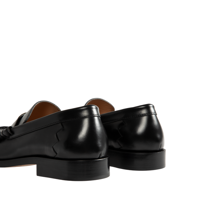 Image 3 of 4 - BLACK - Bottega Veneta Men's Penny Loafers are crafted from shiny leather and feature a timeless slip-on silhouette with a classic penny strap with metal coin detail across the vamp. Main Material: Leather. 