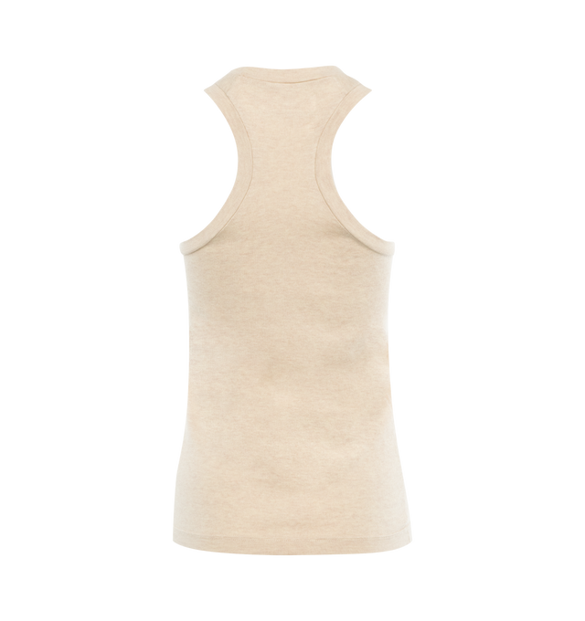Image 2 of 3 - NEUTRAL - EXTREME CASHMERE Tank Top featuring straight fit, stretchy fabric, falls to the hip and racer back. 70% cotton, 30% cashmere. 