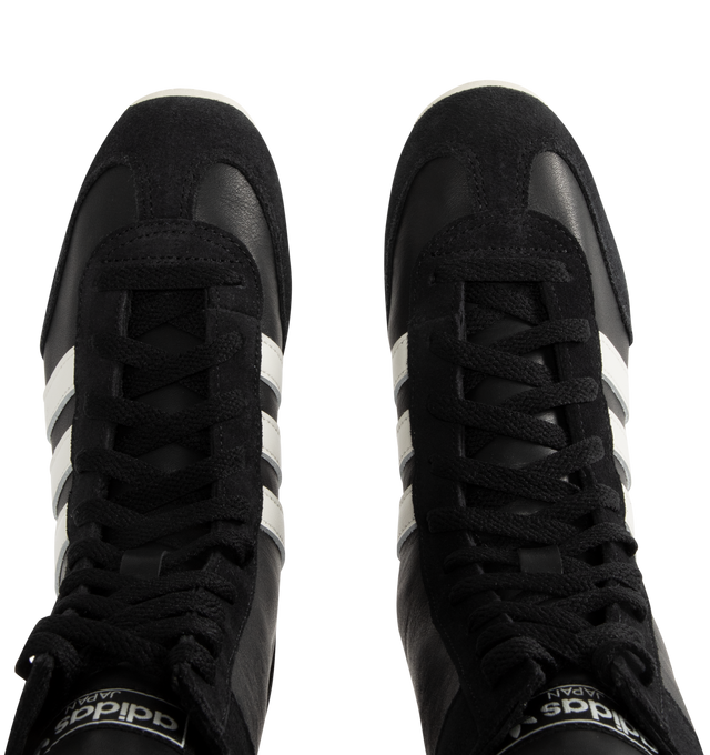Image 4 of 4 - BLACK - ADIDAS Japan H Sneaker featuring premium leather upper contrasts with the 3-Stripes, textured EVA midsole, iconic T-toe design, regular fit, lace closure, leather upper, textile lining and rubber outsole. 