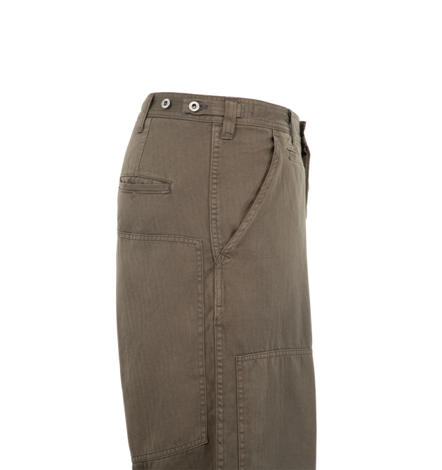 Image 3 of 3 - BROWN - A.Presse Men's Military Double Knee Trousers are crafted from cotton and feature a utilitarian double-knee design, and a distinctive vintage-inspired texture and appearance. Main Material: 100% Cotton. Made in Japan. 