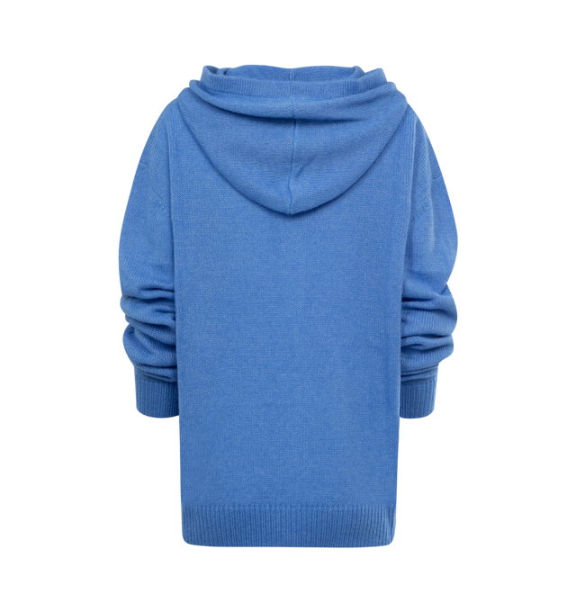 Image 2 of 2 - BLUE - THE ELDER STATESMAN Nimbus Zip Hoodie featuring long-sleeve soft zip-up hoodie, relaxed fit with 2 side pockets in a nimbus cashmere and cotton blend and ribbing on hood, cuffs and hem. 63% cashmere, 37% cotton. 
