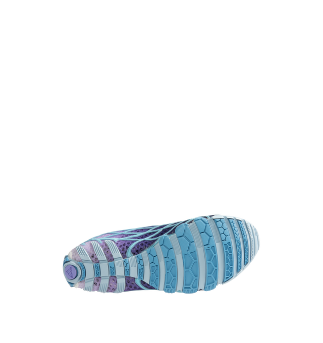 Image 4 of 5 - BLUE - Adidas x Bad Bunny F50 Ghost Sprint Sneakers are crafted with a streamlined low-top silhouette and feature speed-inspired design elements, signature Bad Bunny collaboration details, lace-up fastening, and a durable rubber sole. These designer sneakers combine football-inspired heritage with contemporary streetwear styling for elevated everyday wear. Main Material: Textile and Synthetic Upper. Sole: Rubber. 