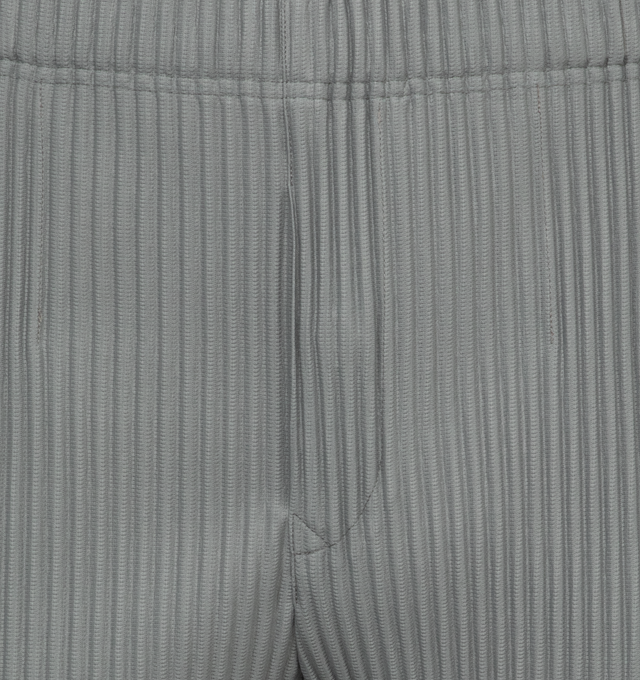 Image 4 of 4 - GREY - ISSEY MIYAKE Shorts featuring pliss effect, mid-rise, elasticated waistband, slip pockets to the sides and knee-length. 100% polyester. 