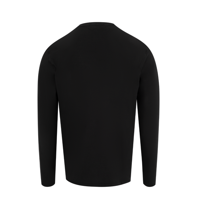 Image 2 of 2 - BLACK - STONE ISLAND Long-sleeve T-shirt featuring ribbed neckline, overlock seams, Stone Island tonal Compass logo patch on chest, thinly ribbed cuffs and slim fit. 100% cotton. 