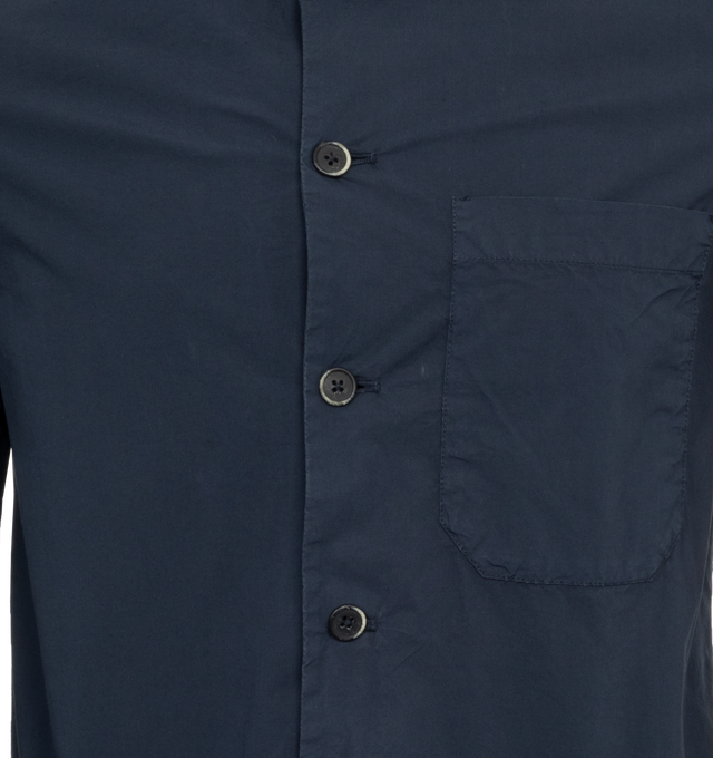 Image 3 of 3 - BLUE - BARENA VENEZIA Utilitarian Overshirt brnings a tailor touch to a classic workwear silhouette. It features a regular length and fit, long sleeves, patch chest pocket,full button closure,buttoned cuffs and pointed collar. Parachute stretch cotton, garment dyed. 97% Cotton 3% Elastane. 